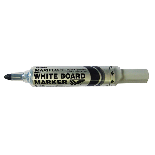 PENTEL MAXIFLO blue whiteboard markers, 2.1mm tip, 12-pack, eco-friendly, pump action, lasting ink rejuvenation.