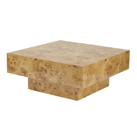 Cambridge Square Coffee Table in high gloss burl wood veneer, stylish and functional centerpiece for modern living spaces.