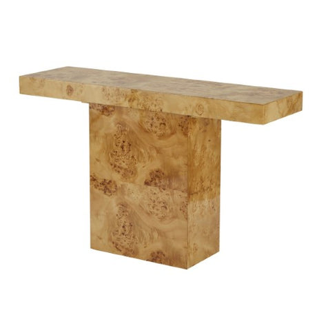 Sleek Cambridge Hall Table in high gloss burl wood veneer, ideal for stylish organization in entryways and living spaces.