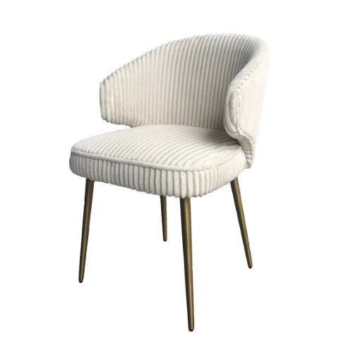 Stylish Bel Air Dining Chair with stripe fabric upholstery and brass golden legs, measuring 52 x 58 x 79cm for comfort and elegance.