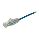 1 m slim CAT6 cable in blue with snagless RJ45 connectors, designed for optimal performance in high-density networking environments.