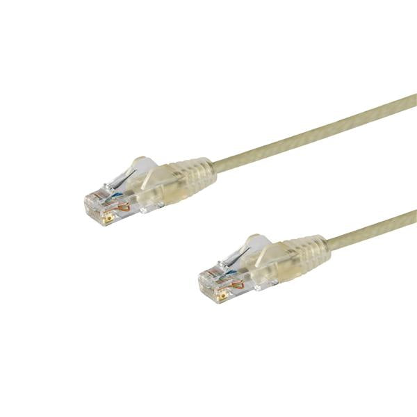 1 m grey CAT6 cable with snagless RJ45 connectors, slim design for optimal airflow, ideal for high-density networking.