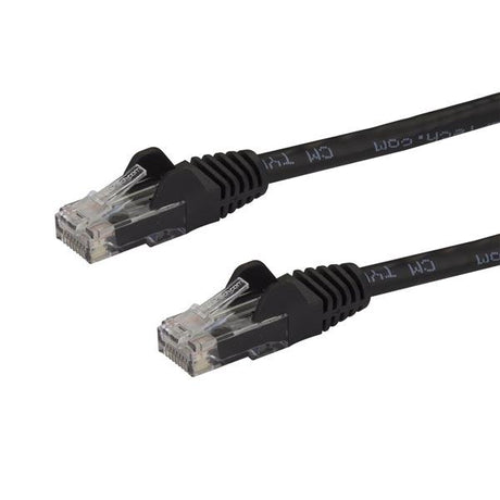 7.5 m black CAT6 patch cable with snagless design, 100% copper, 10 Gigabit support, and gold connectors for optimal performance.