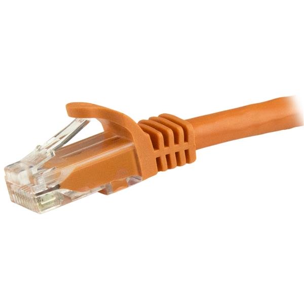 7.5 m orange CAT6 Ethernet cable with snagless design, 10 Gigabit speed, pure copper wire, and gold connectors for optimal performance.