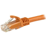 7.5 m orange CAT6 Ethernet cable with snagless design, 10 Gigabit speed, pure copper wire, and gold connectors for optimal performance.