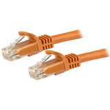 7.5 m orange CAT6 patch cable with gold connectors, ETL verified for 10 Gigabit performance and snagless design for easy installation.