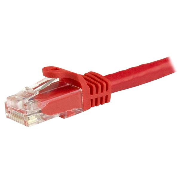 1.5 m red CAT6 Ethernet cable with snagless connectors, 100% copper for 10 Gigabit speed and reliable connectivity.