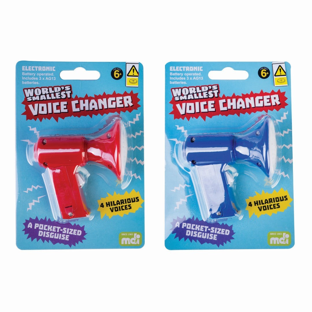 Set of 12 pocket-sized voice changers in vibrant colors, featuring 4 funny voice effects for endless fun at parties.