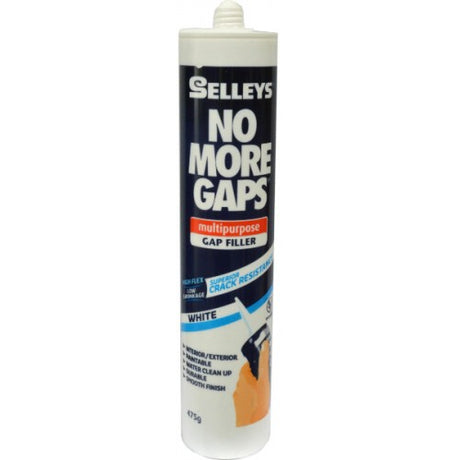 Selleys No More Gaps Cartridge 475gm, a flexible multipurpose gap filler for smooth finishes, easy clean-up, and paint compatibility.