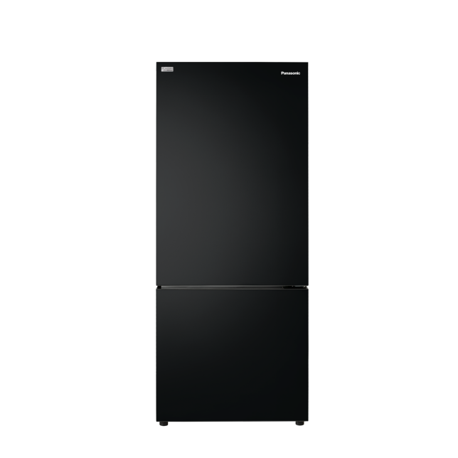 Panasonic 422L refrigerator in black and stainless steel with advanced freshness technology and energy-saving features.