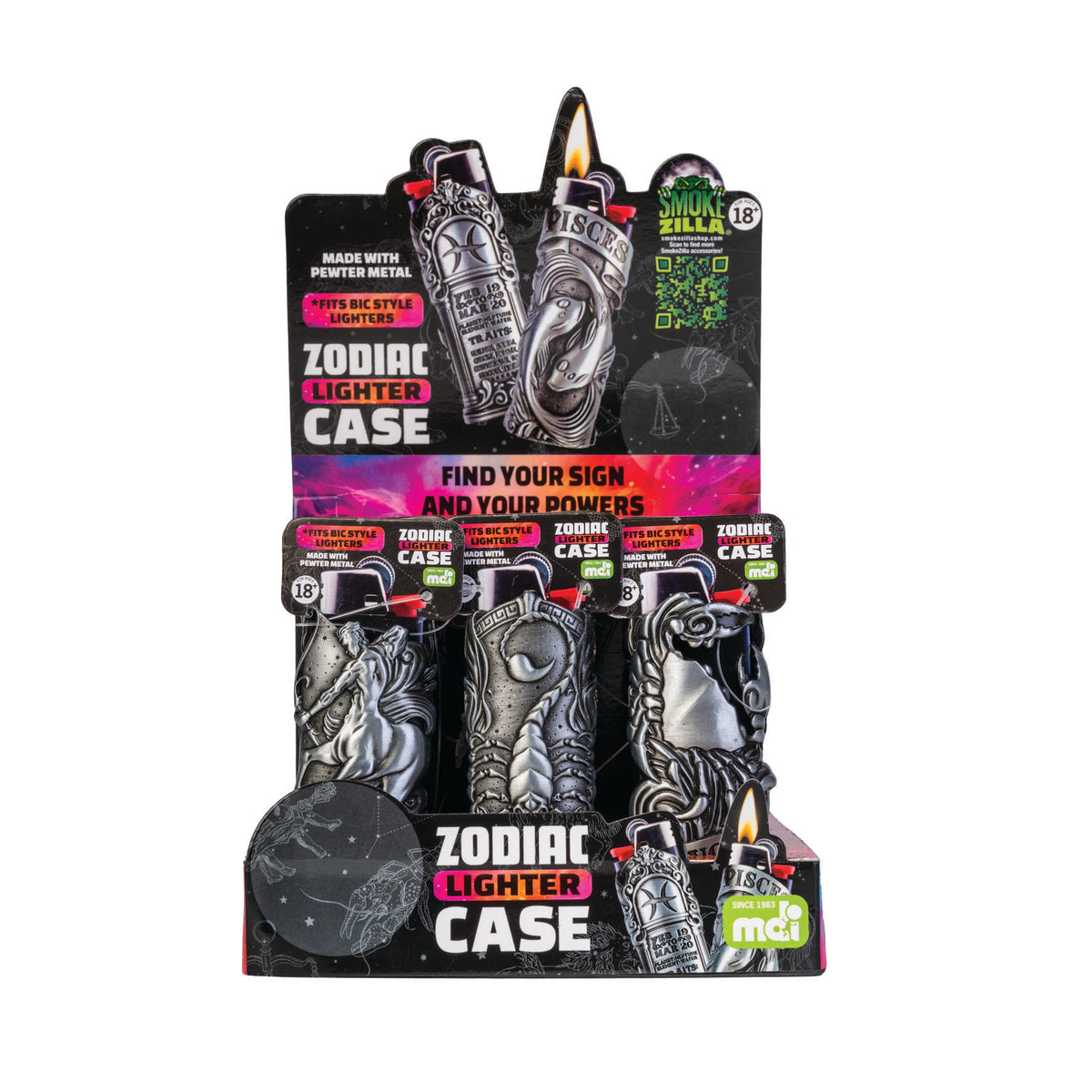 Smokezilla Zodiac Metal Lighter Case - Pack of 12