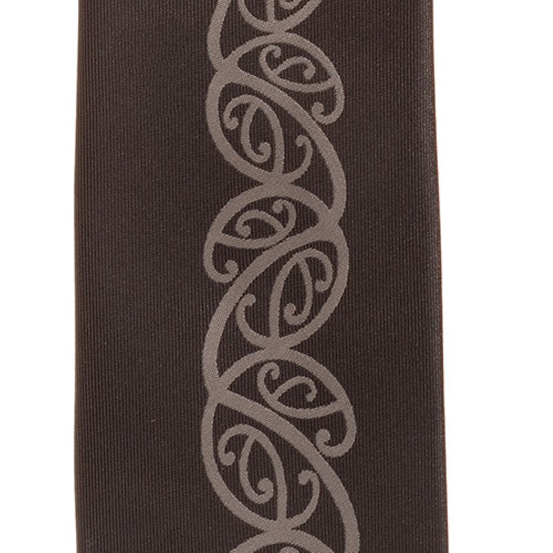 Black Maori Necktie with Grey Kowhaiwhai