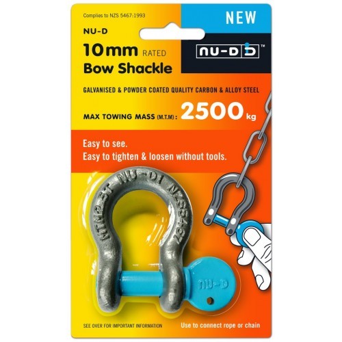 Nu-D Tested Shackle Easy Open Key Bow 10mm 2500kg