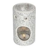 Oil Burner - Silver Pillar Crackle Glass Oil Burner