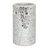 Oil Burner - Silver Pillar Crackle Glass Oil Burner