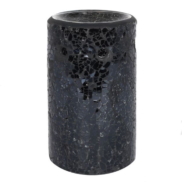 Oil Burner - Black Pillar Crackle Glass Oil Burner