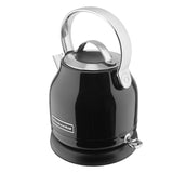 Sleek KitchenAid Artisan Electric Kettle in Onyx Black, 1.25L, with removable lid and 360° base for easy pouring and use.