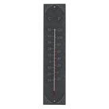 Sleek black slate thermometer displaying dual scale temperatures, perfect for indoor or outdoor decor, measuring 10 x 45 cm.