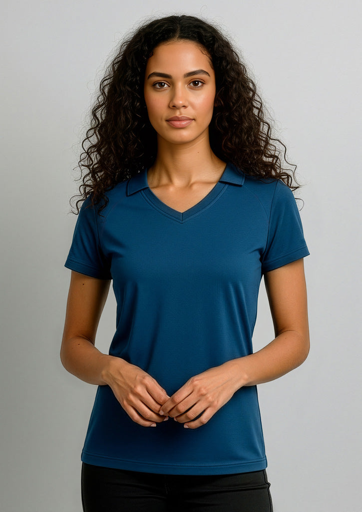 Byron Womens Short Sleeve Polo - Steel Blue