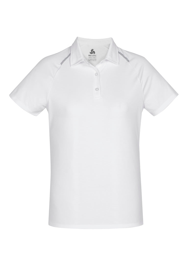 Academy Womens Short Sleeve Polo - White/Silver