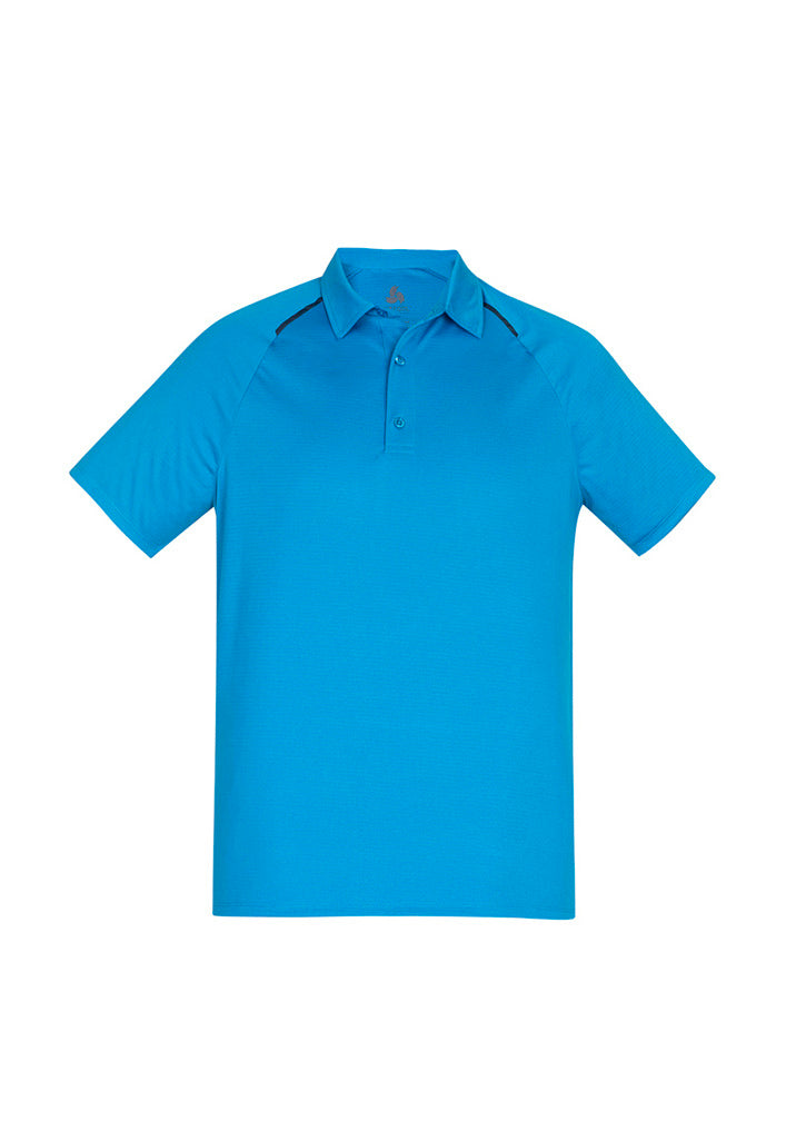Academy Mens Short Sleeve Polo - Cyan/Navy