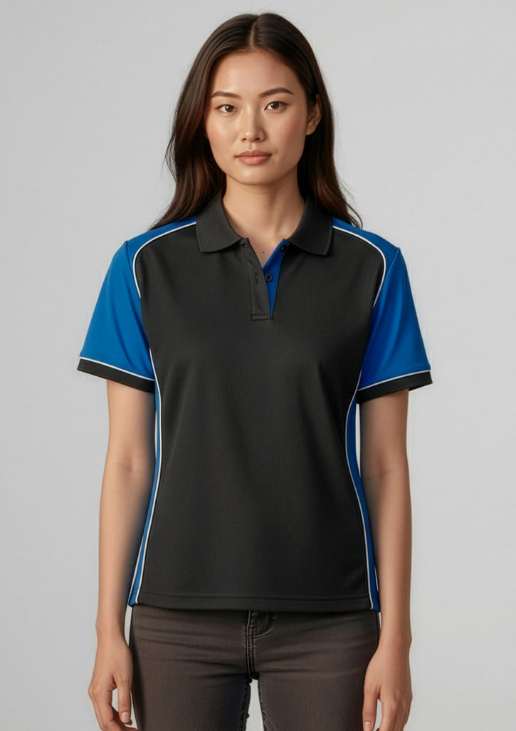 Nitro Womens Short Sleeve Polo - Black/Green/White