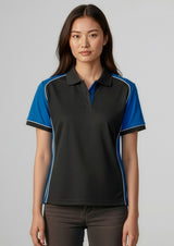 Nitro Womens Short Sleeve Polo - Black/Green/White