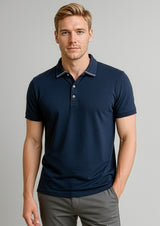 Aston Mens Short Sleeve Polo - Black/Silver Grey