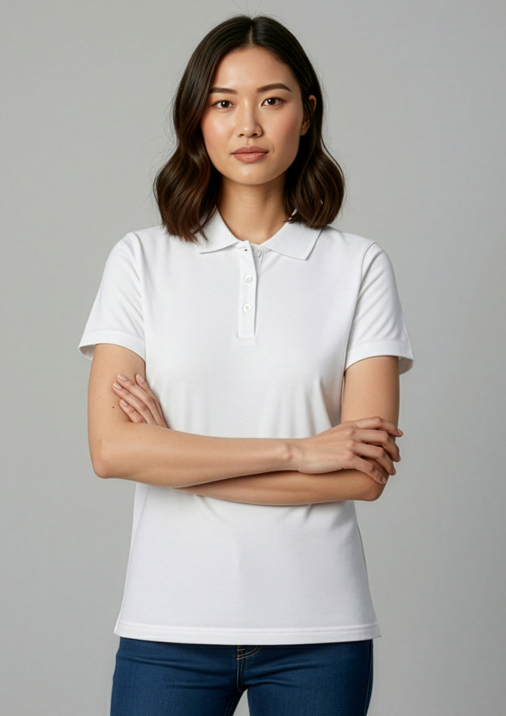 Ice Womens Short Sleeve Polo - White