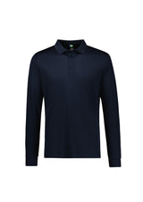 Action Mens Long Sleeve Polo - Navy
