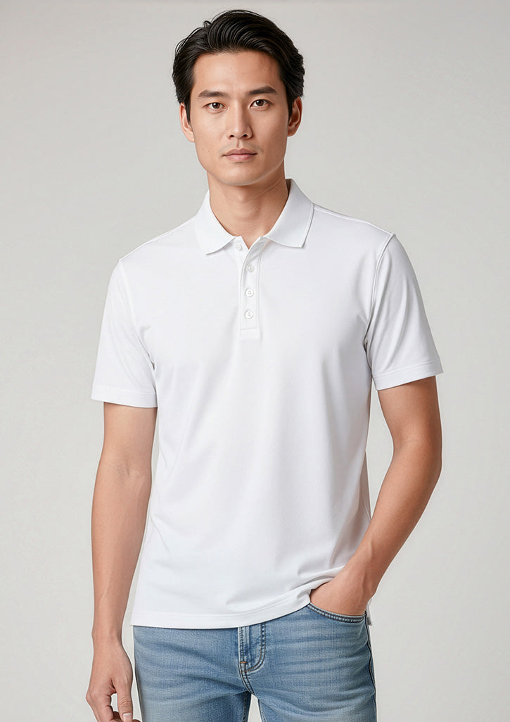 Action Mens Short Sleeve Polo - White