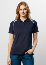 Triton Womens Short Sleeve Polo - Navy/Kelly Green/White