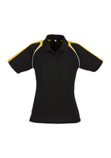 Triton Womens Short Sleeve Polo - Black/Gold/White