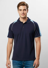 Triton Mens Short Sleeve Polo - Black/Teal/White