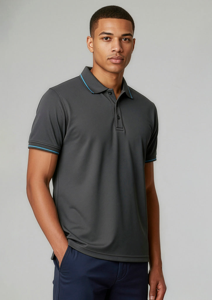 Jet Mens Short Sleeve Polo - Black/Orange