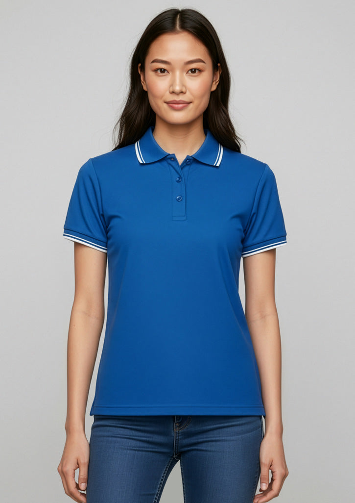 Cambridge Womens Short Sleeve Polo - Black/Red/White
