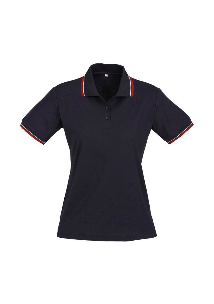 Cambridge Womens Short Sleeve Polo - Navy/Red/White