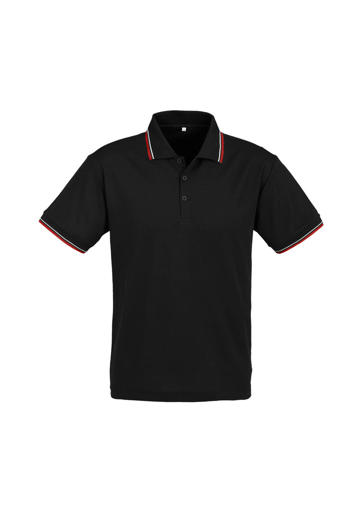 Cambridge Mens Short Sleeve Polo - Black/Red/White