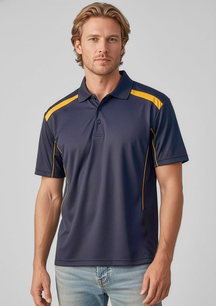 United Mens Short Sleeve Polo - Black/Ash