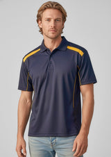 United Mens Short Sleeve Polo - Black/Ash