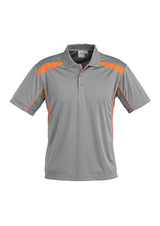 United Mens Short Sleeve Polo - Ash/Fluoro Orange