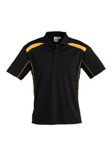 United Mens Short Sleeve Polo - Black/Gold