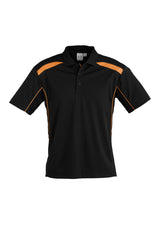 United Mens Short Sleeve Polo - Black/Orange