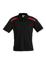 United Mens Short Sleeve Polo - Black/Red