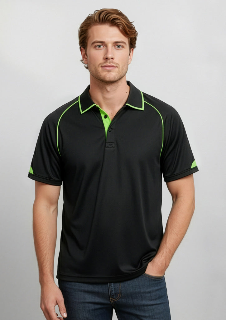Fusion Mens Short Sleeve Polo - Navy/Fluoro Orange