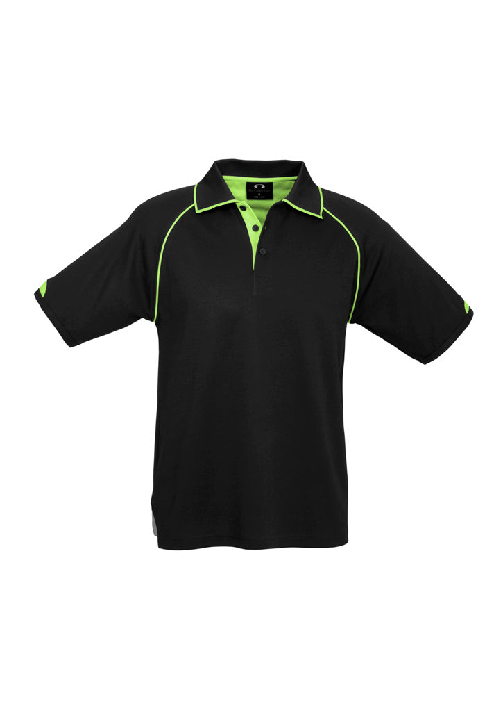 Fusion Mens Short Sleeve Polo - Black/Fluoro Yellow/Lime