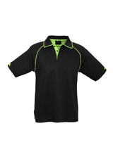 Fusion Mens Short Sleeve Polo - Black/Fluoro Yellow/Lime