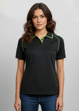 Fusion Womens Short Sleeve Polo - Navy/Fluoro Orange