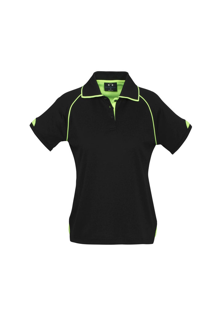Fusion Womens Short Sleeve Polo - Black/Fluoro Yellow/Lime