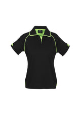 Fusion Womens Short Sleeve Polo - Black/Fluoro Yellow/Lime